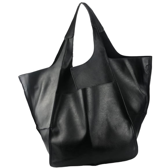 Bolso de mano KlaOyer de piel de gran capacidad negro
