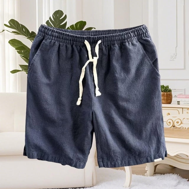 Ceisia Men's Relaxed Linen Minimalist Gift Casual Shorts Breathable Cuffed Hem Multi-Color