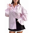 thumbnail image 3 of Button Down Shirt for Women Long Sleeve Blouses Tops Business Casual Work Outfits Pink M, 3 of 7