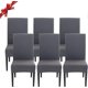 thumbnail image 1 of Set of 6 High Back Stretch Removable and Washable Spandex Chair Covers for Dining, Kitchen or Banquet Dark Gray, 1 of 5