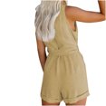 thumbnail image 4 of biudgviw Rompers for Women Boho One Piece V Neck Sleeveless Tank Top Jumpsuits Button Tie Knot Waisted Summer Beach Outfits with Pockets, 4 of 7