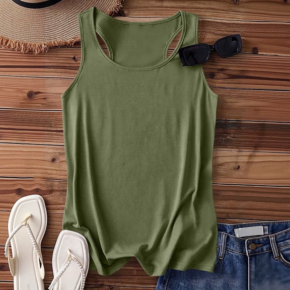 Women's Sleeveless V-Neck Solid Blouse Casual Summer Tank Top