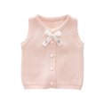 thumbnail image 2 of KYAIGUO Kids Baby Knit Cardigans Vest Jacket for Girls,1-5Y Fall Winter Button down Waistcoat Coats Ruffle Bowknot Soft Comfortable Toddler Round Neck Warm Knit Sleeveless Jacket Top, 2 of 8