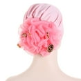 thumbnail image 4 of ZHENHONG Turbans for Women Solid Color Flowers Headwrap Hat Muslim Slouchy Hijab Cap Casual Headwear Pink, 4 of 4