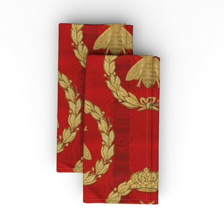 

Cotton Sateen Dinner Napkins (Set of 2) - Napoleonic Bees Vintage Style Nature Insect Royal Retro Red Christmas Print Cloth Dinner Napkins by Spoonflower