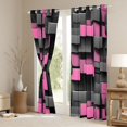 thumbnail image 3 of Manfei 3D Geometric Cubes Blackout Curtains Set of 2 (52x84 Each), Pink Gray Checkered Curtain, 3 of 6
