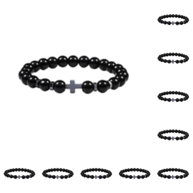 Sonducket de cuentas de piedra redonda Natural para hombre, brazalete de joyería de Yoga para mujer, de ojo de tigre portátil para regalo tipo Tipo 2 10Conjunto