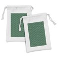 thumbnail image 1 of Hawaiian Fabric Pouch Set of 2, Tropical Monochrome Pattern with Rainforest Leaves, Small Drawstring Bag for Toiletries Masks and Favors, 9" x 6", Forest Green Sea Green, by Ambesonne, 1 of 2