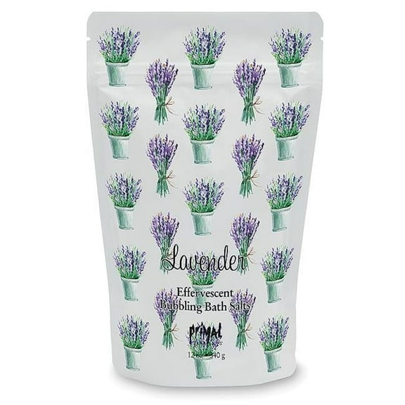 Primal Elements Detoxifying Sea Salt Soak, Bubbling Aromatherapy Salts with Essential Oils, Lavender, 12 oz Resealable Bag