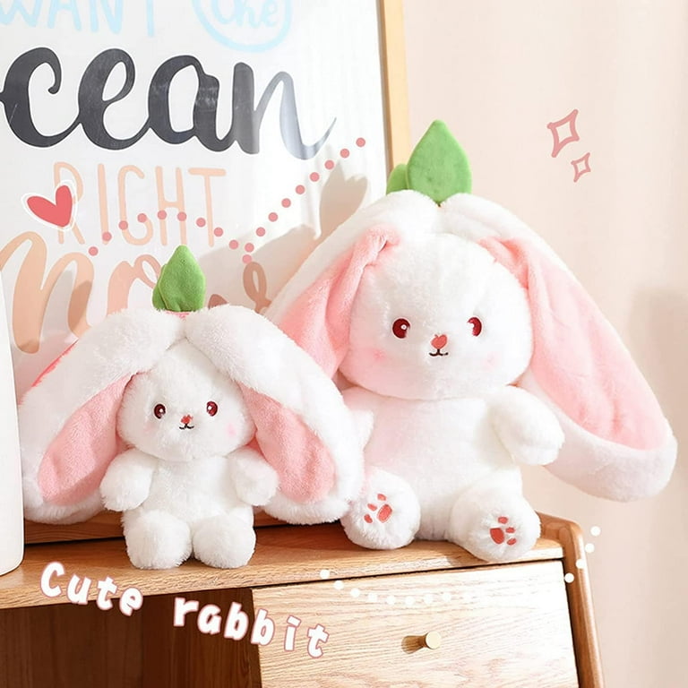 Cuddly Bunny Stuffed Animal Kawaii Squishy Cute Easter Bunny Plush Turn Into Rabbit Fruit Doll Carrot Strawberry Pillow Plushies Funny Bunny Toy for Baby Carrot Rabbit 10inch Walmart