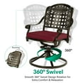 thumbnail image 7 of VIVIJASON 3-Piece Patio Bistro Set, Outdoor All-Weather Cast Aluminum Furniture Dining Set, Include 2 Swivel Chairs and 30.8" Round Table w/Umbrella Hole for Balcony, Lawn, Garden (Red Cushion), 7 of 7