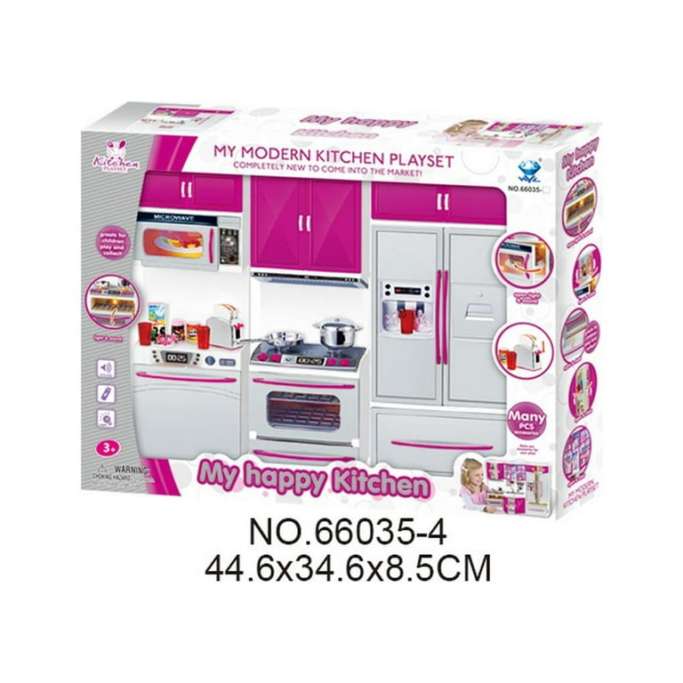 SY Doll Playsets My Modern Kitchen Full Deluxe Kit with Lights and Sounds(4  Set), Small