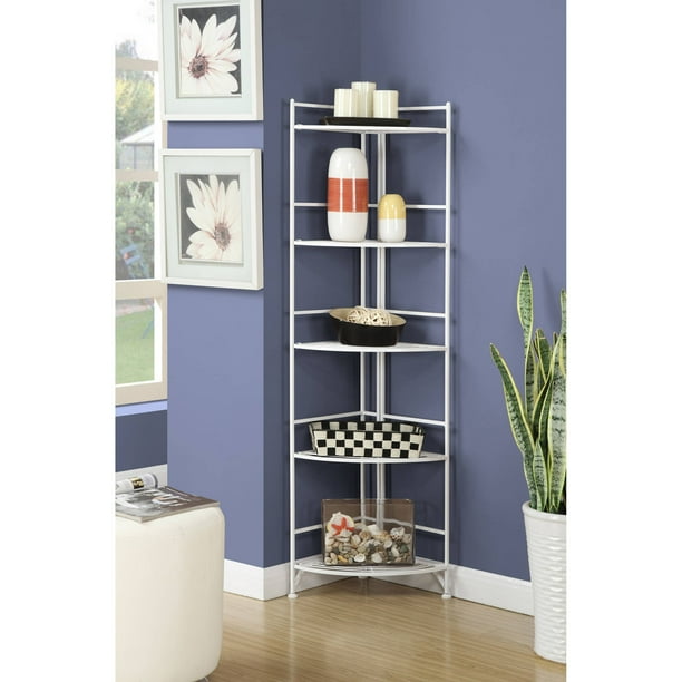 Xtra Storage 5 Tier Folding Metal Corner Shelf, White