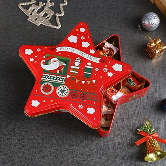 Nilvkv Christmas Chocolate Candy Packaging Box Wedding Candy Box Star Shaped Tin Box Empty Box Decoration Home Decoration Snack Storage Box, Christmas