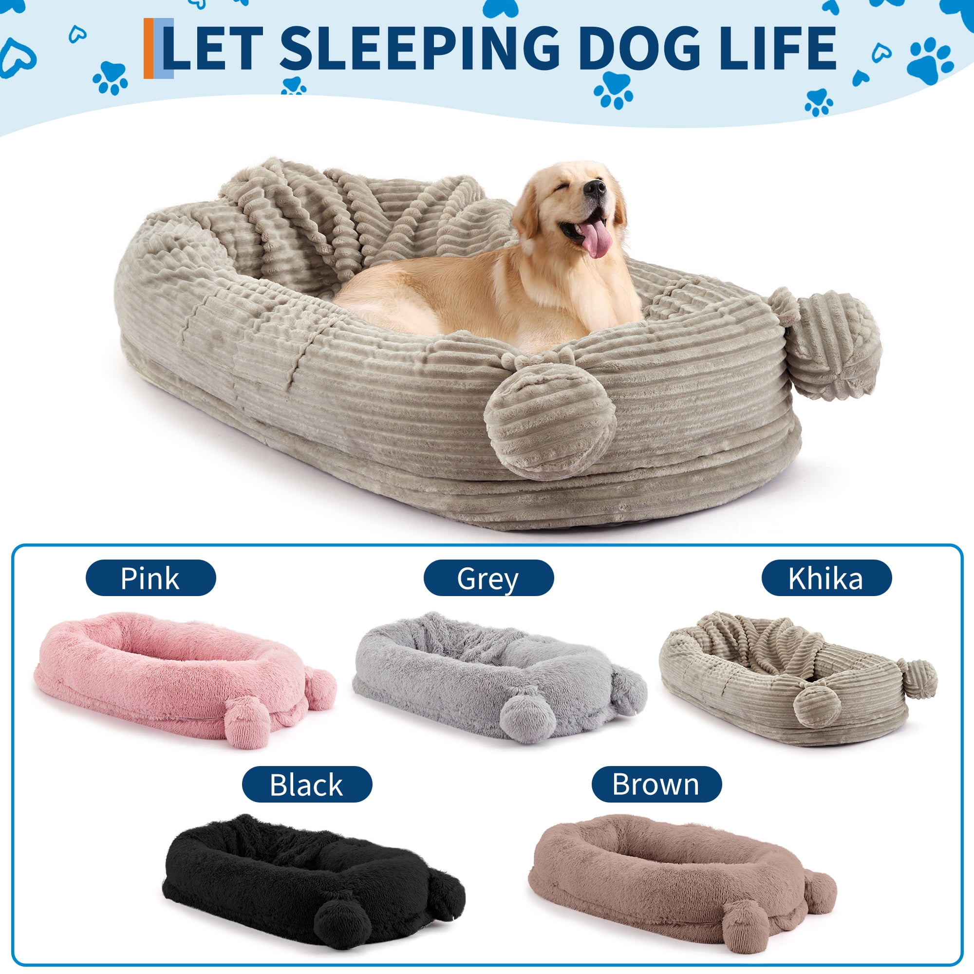 COOLYI Orthopedic Dog Beds for Extra Large Dogs 44x32Inch, Waterproof Memory Foam XL Pet Bed with Sides, Non-Slip and Egg-Crate Foam with Washable Removable Cover Brown
