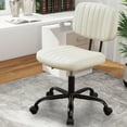 thumbnail image 7 of BEDDLE Home Office Task Desk Chair Armless Lumbar Support Low Back Height Adjustment,White, 7 of 7