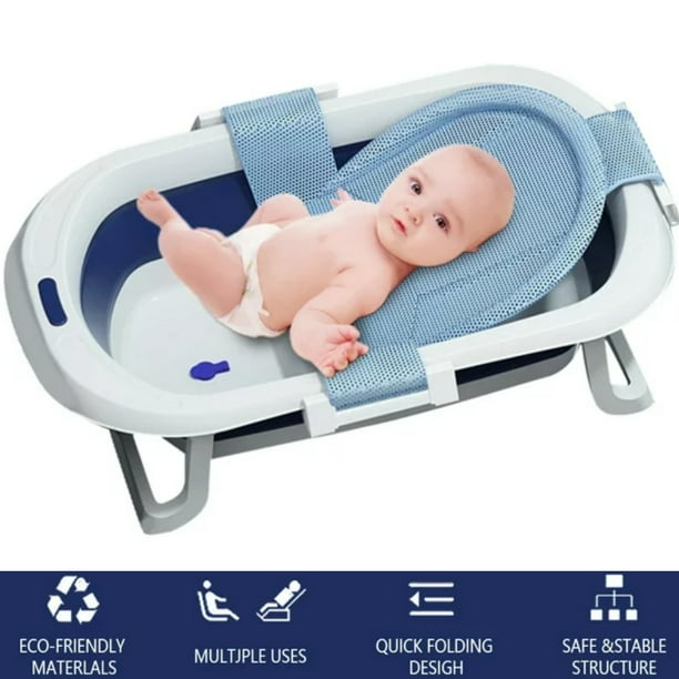 31" Folding Baby Bathtub, Portable Infant Bath Tub with Anti Slip Pad