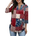 thumbnail image 6 of 4Th of July Shirts Women 3/4 Sleeve Henley neck Cute Shirts Casual Print Three Quarter Length T Shirt, 6 of 7