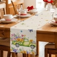 thumbnail image 5 of Spring Truck Floral Table Runner - 120 Inch Long Watercolor Garden Flowers Butterflies Beige Cotton and Linen Blended Dress Scarves Farmhouse Table Runner for Kitchen Dining, Coffee Table, 13" x 120", 5 of 8