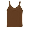 thumbnail image 4 of Women's Scoop Neck Ribbed Sleeveless Tank Top, Stretchy Casual Shirt for Workout or Everyday Summer Wear,Coffee XS, 4 of 5