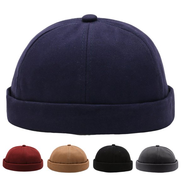 Skymirror Women Men Beanie Hat Round Solid Color Adjustable No Brim Breathable Decorative Hip Hop Street Dancer Skullcap Headwear