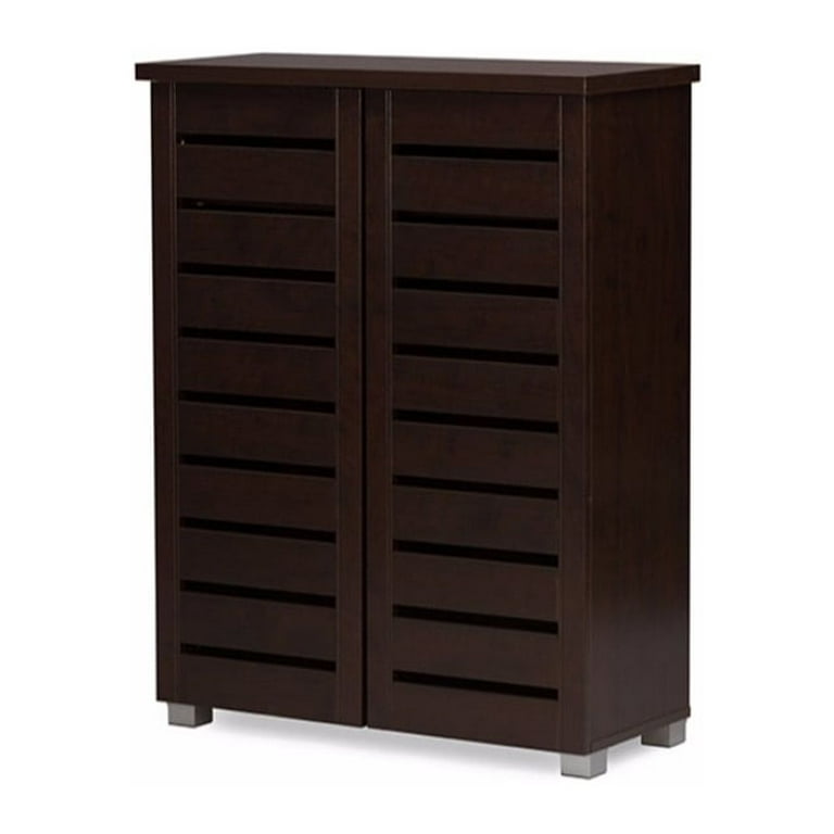 Adalwin Modern and 2 Door Dark Brown Wooden Entryway Shoes Storage Cabinet