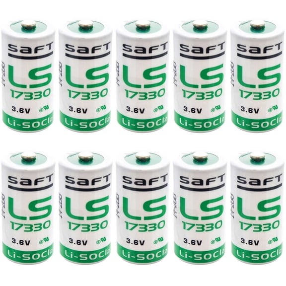 10x SAFT LS17330 Size 2/3A 3.6V 2.1Ah Primary Lithium Thionyl Chloride Battery