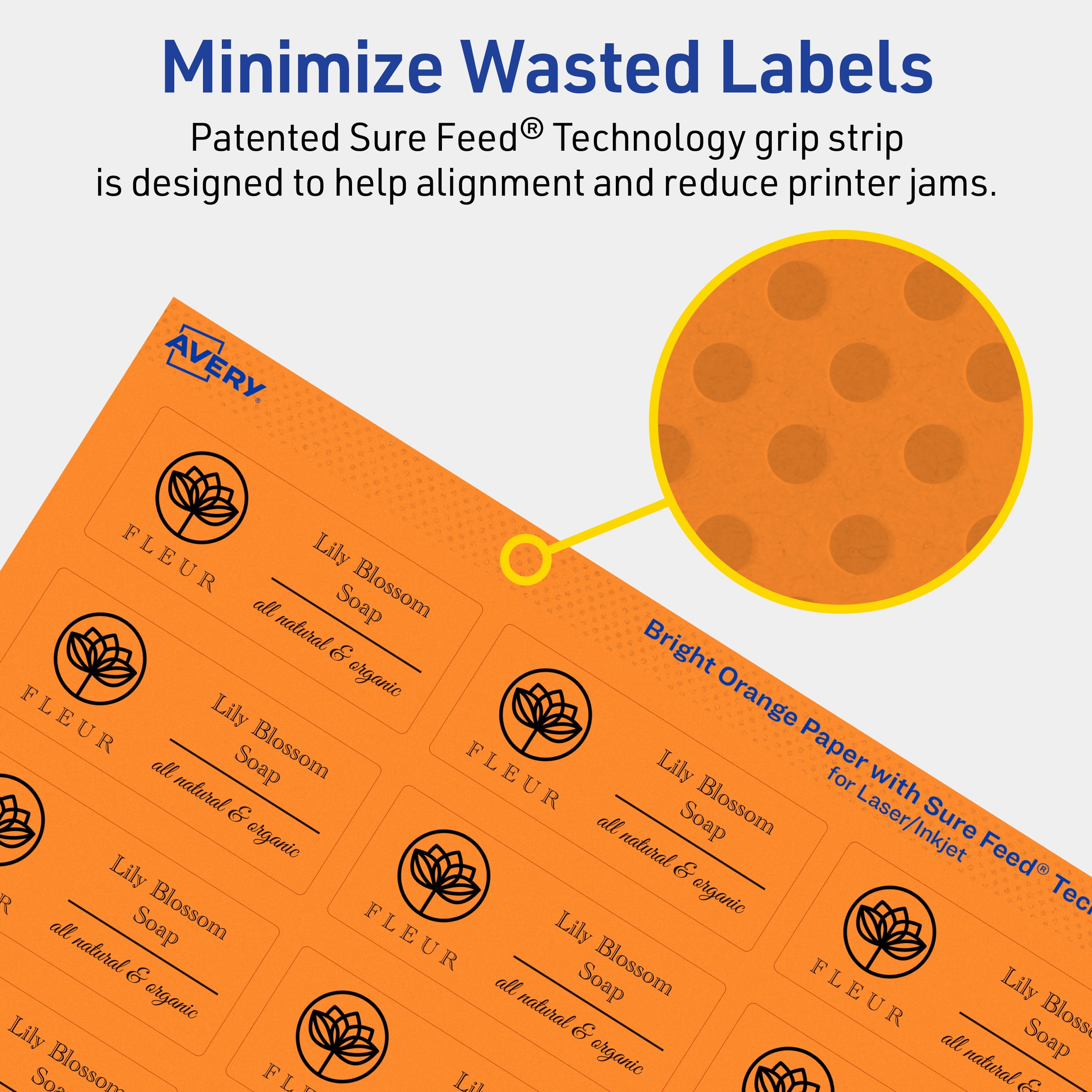 Avery Printable Rectangle Labels, Bright Orange, 1" x 2.5", 1,920ct