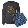 thumbnail image 5 of CafePress - Highland Cow Sitting In A Metal - Women's Long Sleeve Charcoal Gray Pajamas, 5 of 7