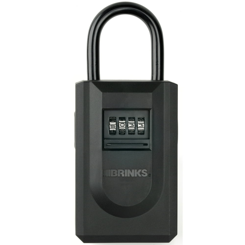 Brinks Resettable Padlock Box, 79mm Body with 113/16 inch Vinyl Wrapped Shackle, Black Finish