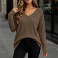 thumbnail image 4 of CHGBMOK Women's Plus Size Waffle Knit Shirts V Neck Long Sleeve Top Fall Casual Loose Fit Blouse, 4 of 9