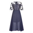 thumbnail image 4 of LNGOOR Robes d'Invitée de Mariage pour Femmes Automne Manches Mi-Longues en Maille Dentelle Robe de Soirée Formelle Ligne A Évasée Cocktail Midi Robes, 4 of 6