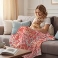 thumbnail image 4 of Orange Red Coral Coastal Throw Blanket for Couch, Soft Lightweight Flannel Fleece Blanket, Ocean Nautical Seaside Beach Microfiber Plush All Season Decorative Blankets Gifts for Sofa Bed 50"x60", 4 of 9