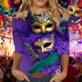 thumbnail image 1 of RKSTN Mardi Gras 3/4 Length Sleeve Womens Tops Oversized Crewneck Carnival Graphic Printed Three Quarter Sleeve T Shirt Women Casual Round Neck Funny Tuesday Carnival Party Loose Short Sleeve Shirt, 1 of 6