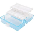 thumbnail image 6 of MyGift 2-Tier Clear Blue Plastic Multipurpose Storage Box with Handle & Trays, 6 of 6