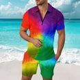 thumbnail image 2 of Afdoent Mens Two Piece Outfits Men's 3D Gradient Printed Suit Short Sleeve Shirt And Shorts Two Piece Set Summer Beach Vacation Outfits, 2 of 4