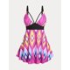 thumbnail image 1 of Tankini Talla Extra Acolchado Recortado Estampado Geométrico Rosegal Camisetas tallas grandes, 1 of 5