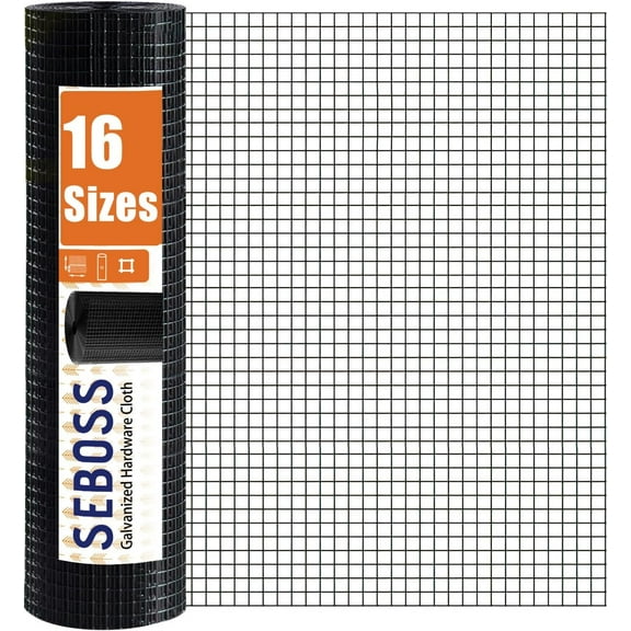SEBOSS Black Hardware Cloth 1/2 inch 60'' x 100' 19-Gauge, PVC Coated Chicken Wire Fencing, Coating Wire Mesh Roll, Chicken Wire Mesh, Wire Fence Roll, Welded Wire Fencing, Garden Fence