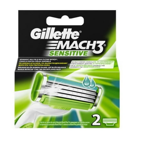 Gillette Mach3 Sensitive Refill Blade Cartridges, 2 Count