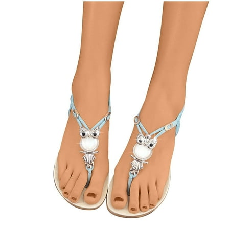Midsumdr Womens Flip Flops Ankle Strappy Sandals Beach Bohemia Thong Flat Comfortable Shoes Roman Sandals Summer Shoes for Women Sandals for Women Casual Summer
