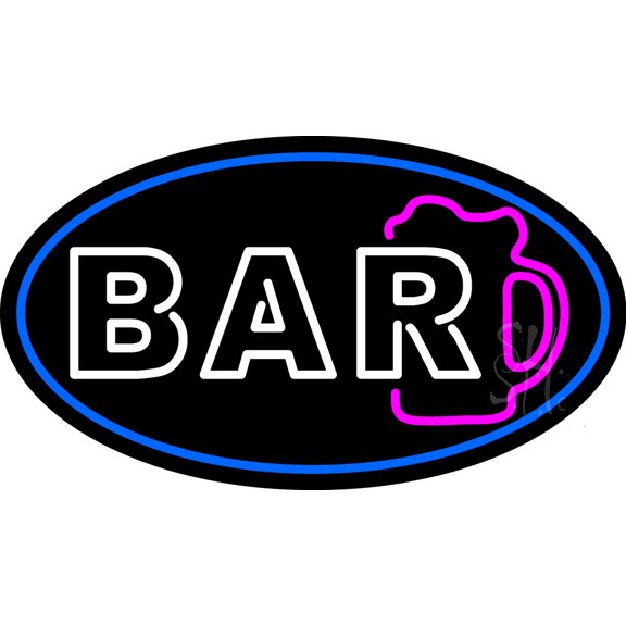 Block Bar With Beer Mug LED Neon Sign 13 x 24 - inches, Clear Edge Cut Acrylic Backing, with Dimmer - Bright and Premium built indoor LED Neon Sign for Bar decor.