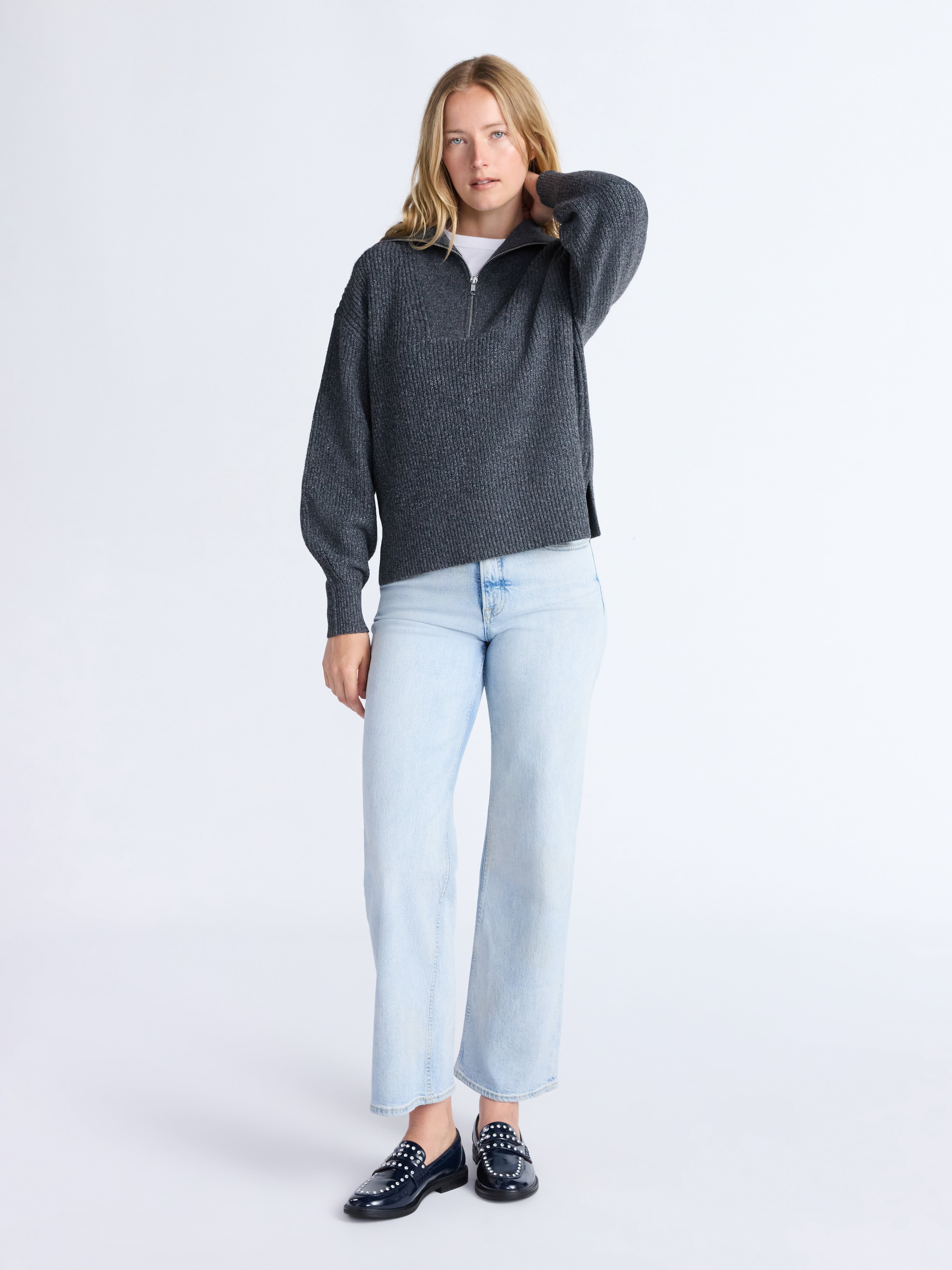 Free Assembly Women's and Women's Plus Half Zip Sweater with Long Sleeves, Midweight, Sizes XS-4X