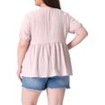 thumbnail image 4 of DARING DIVA Women's Plus Babydoll Crew Neck Flowy Blouse 1X Light Pink, 4 of 6