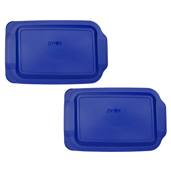 Pyrex 233-PC Blue Plastic Rectangle Food Storage Replacement Lid Cover (2-Pack)