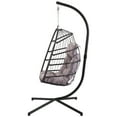 thumbnail image 5 of Outdoor Wicker Rattan Swing Chair Hammock Chair Hanging Chair With Aluminum Frame And Blue Cushion Without Stand Pink Cushion, 5 of 6