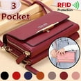 thumbnail image 1 of Women's Small Crossbody Wallet, Multi Zipper Metal Decor Shoulder Bag For Phone, Portable Handbag, 1 of 5