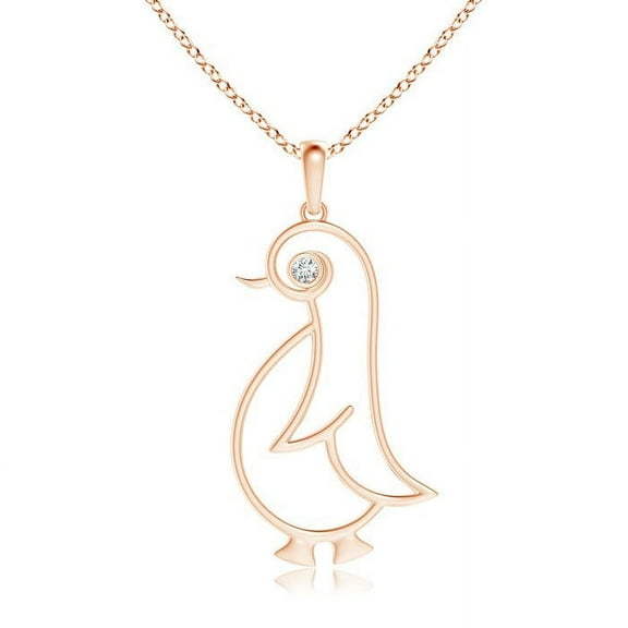 ANGARA Natural Bezel-Set Diamond Penguin Pendant in 14K Rose Gold for Women (Size-2.2mm| Color-G| Clarity-VS2) | April Birthstone, Anniversary, Jewelry Gift for Women | Natural Diamond Necklace