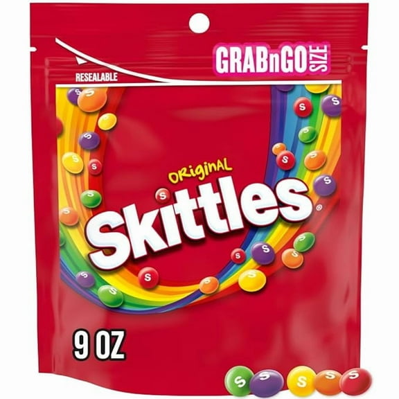 SKITTLES Original Summer Chewy Candy, Grab N Go, 9 Oz Resealable Candy Bag