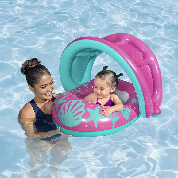 Silla Inflable Salvavidas Bestway Para Bebé Rosa Con Techo Plástico Resistente