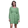 thumbnail image 1 of Bimba Robe Midi à Manches Longues pour Femmes, Coupe Décontractée, Imprimée Feuilles Vertes et Oiseau Flowerpecker - Xxx-Grand, Boutonnée, 1 of 7